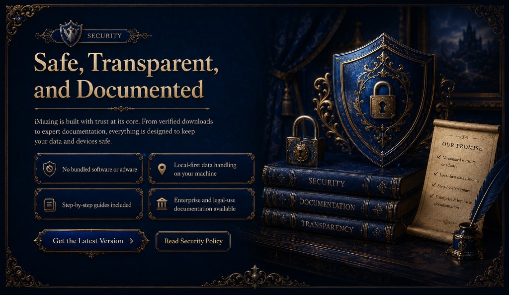 Decorative background for iMazing security section